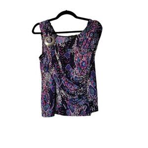 AB Studio purple sleeveless tank top asymmetrical neckline women's medium 1178